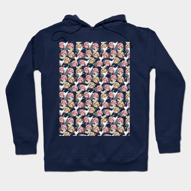 Geometric Nature Animal and Floral Pattern Art Hoodie by FlinArt